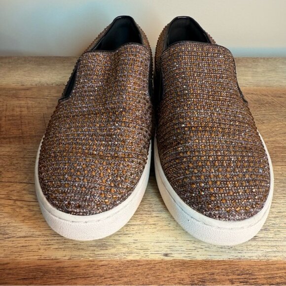 MICHAEL KORS Keaton MK Bedazzled Bronze Rhinestone Slip On Sneakers - Picture 9 of 15